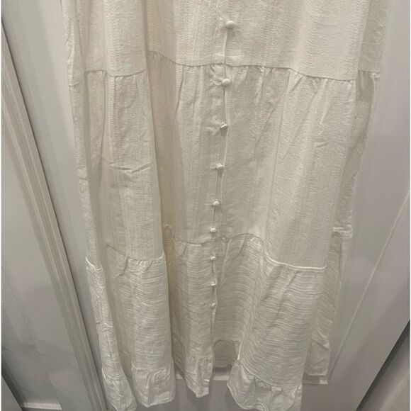 Splendid Northstar Tiered Cotton Buttons Down Maxi Dress In White.Size S - Picture 10 of 15